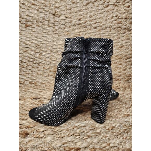 Gianni Bini Mareesha Black Silver Rhinestone Peep Toe Heeled Ankle Boots Sz. 7.5 - Picture 6 of 11